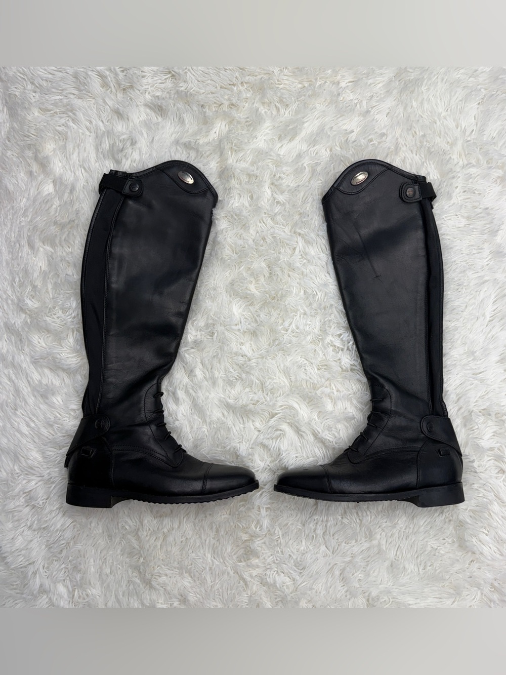 Women’s Size 38 L+ Black Leather Parlanti Horseback Riding Tall Boots. Like new